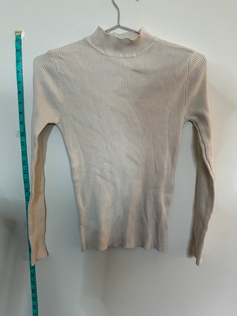 Ribbed Mock Neck Long Sleeve Top in Cream
